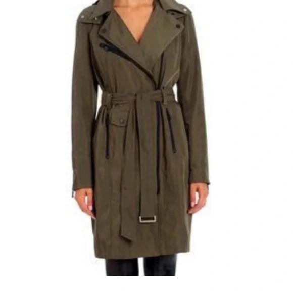 Avec Les Filles Olive Moto Trench Coat - Picture 4 of 8
